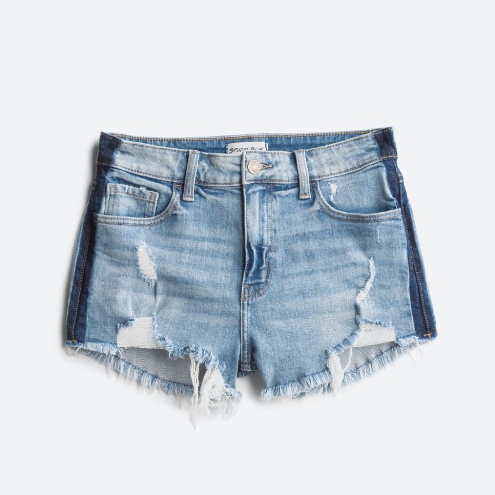 Studio Blue Distressed Frayed Hem Short